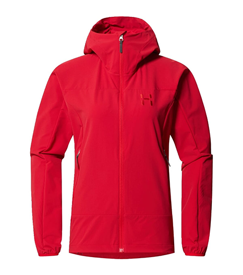bunda W softshell Haglöfs Rosson Hood bright red > S